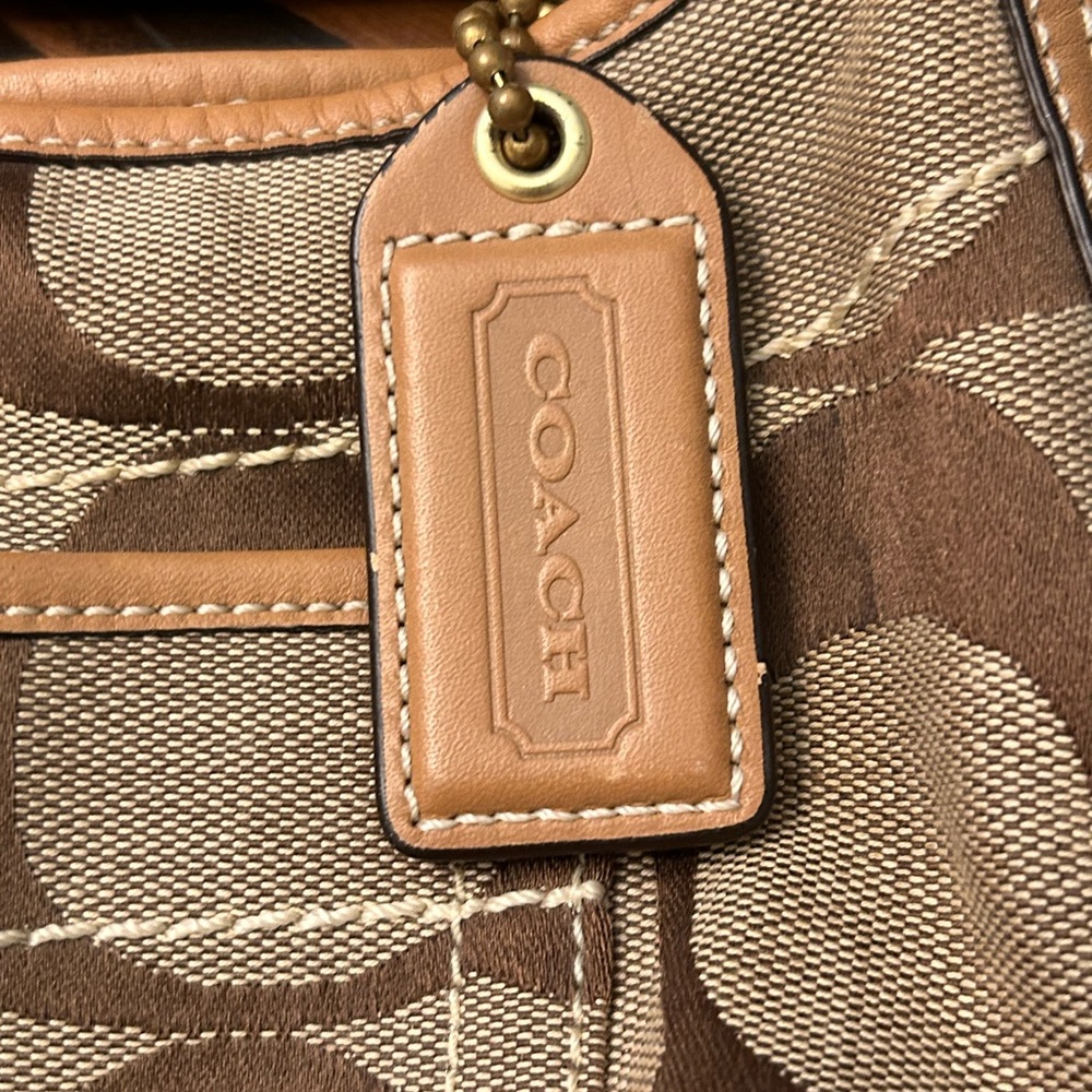 Coach Signature Hobo Bag in Brown & Tan Leather Trim - Picture 7 of 10